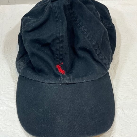 Polo Ralph Lauren Cotton Embroidered Logo Black Baseball Cap Hat Adjustable - Picture 5 of 12